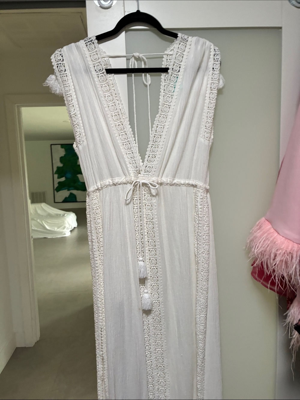 Melissa Odabash Ivory Lace-Trim Maxi Dress